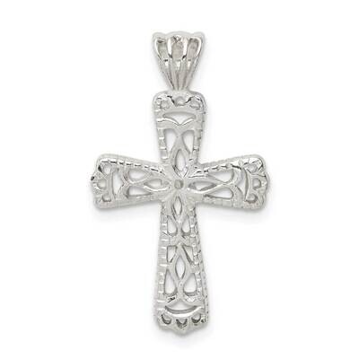 Filigree Textured Cross Pendant Sterling Silver QC9688, MPN: QC9688, 886774012247