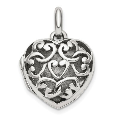 Filigree Locket Pendant Sterling Silver Antiqued QLS865, MPN: QLS865, 886774122694