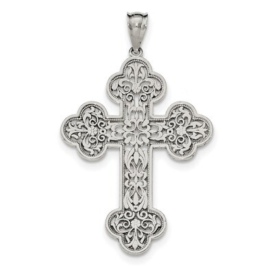 Large Filigree Cross Pendant Sterling Silver Polished QC8133, MPN: QC8133, 191101365997