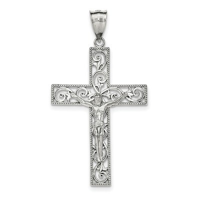 Beaded Filigree INRI Crucifix Pendant Sterling Silver Polished QC8296, MPN: QC8296, 191101360749