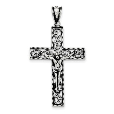 Beaded Filigree INRI Crucifix Pendant Sterling Silver Antiqued QC8297, MPN: QC8297, 191101367632