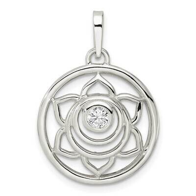 Lotus Chakra Filigree Pendant Sterling Silver Cz Diamond QP5553, MPN: QP5553,