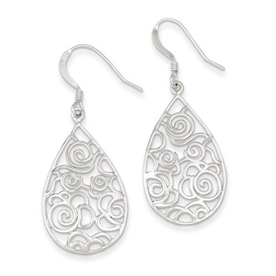 Filigree Dangle Earrings Sterling Silver Polished QE9097, MPN: QE9097, 883957559544