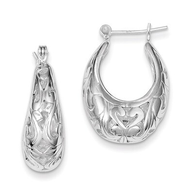 Oval Filigree Hoop Earrings Sterling Silver QE8371, MPN: QE8371, 883957567624