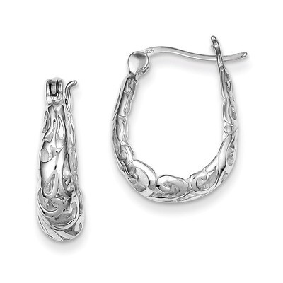 Filigree Oval Hoop Earrings Sterling Silver QE4245, MPN: QE4245, 883957929248