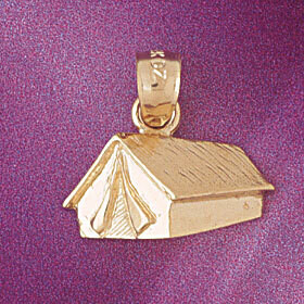 Dazzlers Jewelry Camping Tent Pendant Necklace Charm Bracelet in Yellow, White or Rose Gold 6975, M…