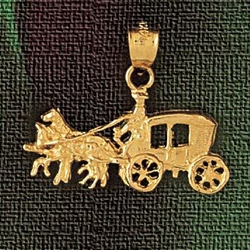 Dazzlers Jewelry Carriage With Horse Pendant Necklace Charm Bracelet in Yellow, White or Rose Gold …