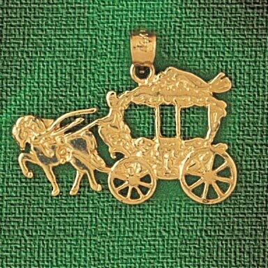 Dazzlers Jewelry Carriage With Horse Pendant Necklace Charm Bracelet in Yellow, White or Rose Gold …