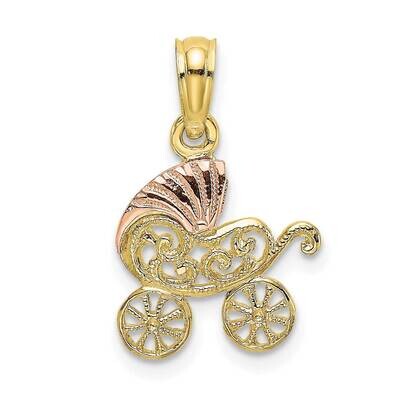 Two-Tone Baby Carriage with Visor Charm 10k Gold 10K9106, MPN: 10K9106,