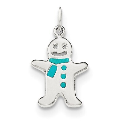 Enamel Snowman Pendant Sterling Silver Polished QC8598, MPN: QC8598, 191101471193
