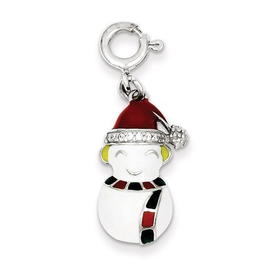 Enameled Snowman Charm Diamond Sterling Silver QC6080, MPN: QC6080, 883957914404