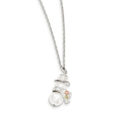 Snowman Simulated Pearl Necklace 18 Inch 12k Gold Sterling Silver QBH227-18, MPN: QBH227-18, 319024…