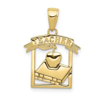 Flat-Backed Teacher Frame Pendant 10k Gold Polished 10D1246, MPN: 10D1246,