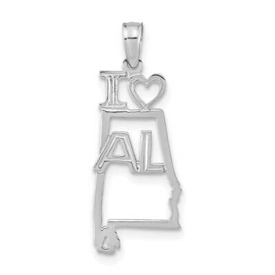 Alabama State Pendant 14k White Gold Solid D1149W, MPN: D1149W,