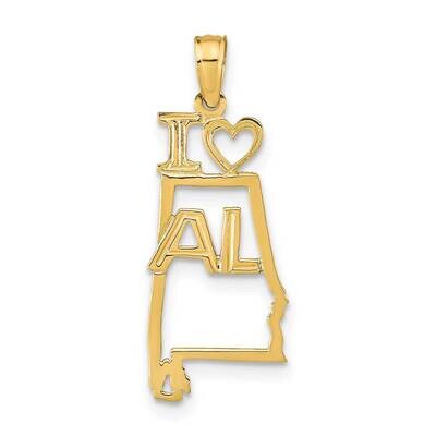 Alabama State Pendant 14k Gold Solid D1149, MPN: D1149, 637218036486