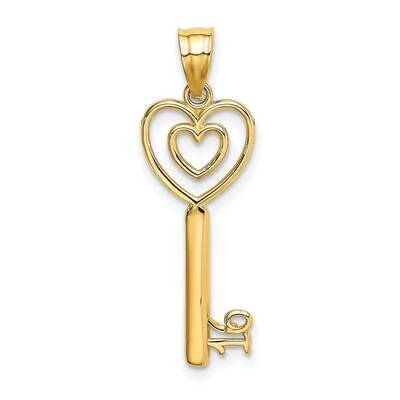 Key with Heart Sweet 16 Charm 14k Gold K7289, MPN: K7289, 637218095193