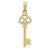 3-D Hearts Key Charm 10k Gold Polished 10D1068, MPN: 10D1068, 63721814967