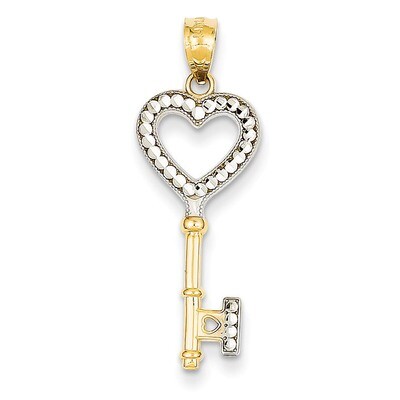 Heart Key Pendant 14K Gold &amp; Rhodium YC1031, MPN: YC1031, 886774257242