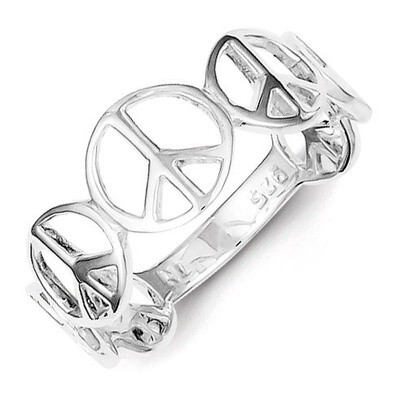 Peace Ring Sterling Silver Polished QR2824, MPN: QR2824, 883957537696