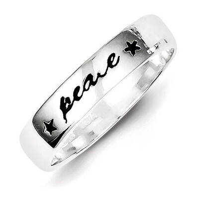 Polished Peace Ring Antiqued Sterling Silver QR2703, MPN: QR2703, 883957530581