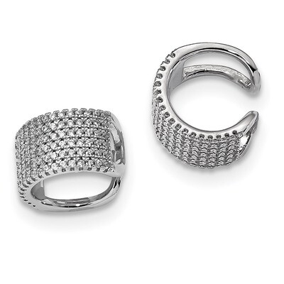 MicroPave CZ Diamond Ear Cuff Earrings Sterling Silver Rhodium-plated QE13684, MPN: QE13684, 886774…
