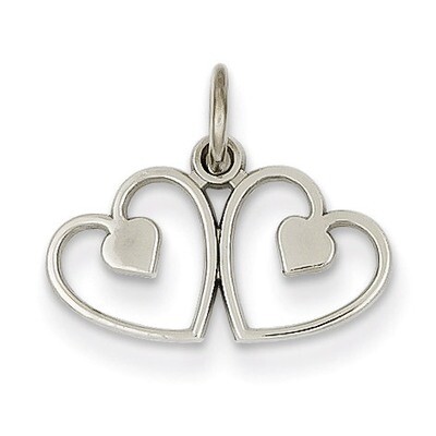 Double Heart Charm 14k White Gold K176, MPN: K176, 886774097848