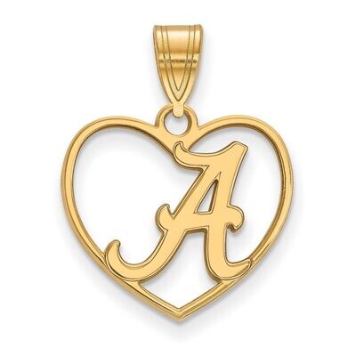 University of Alabama Pendant in Heart Gold-plated Silver GP017UAL, MPN: GP017UAL, 886774921648