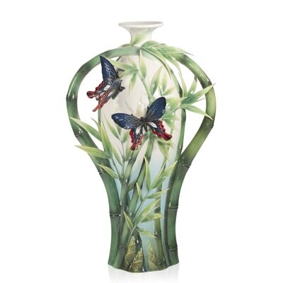 Franz Porcelain Bamboo And Butterflies Design Sculptured Vase Limited Edition FZ03922, MPN: FZ03922,
