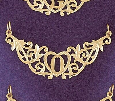 Dazzlers Jewelry Initial O Heart Pendant Necklace Charm Bracelet in Yellow, White or Rose Gold 9578…