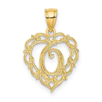 O Script Initial In Heart Charm 14k Gold K6424O, MPN: K6424O, 637218007639