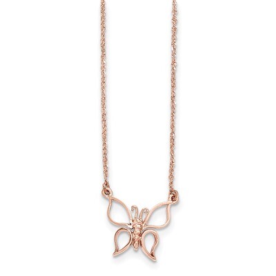 17 Inch Polished Butterfly Necklace 14k Rose Gold SF2273-17, MPN: SF2273-17, 191101458729
