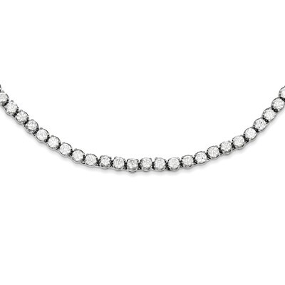 17 Inch Diamond Necklace Sterling Silver Fancy QH1078-17, MPN: QH1078-17, 883957951744