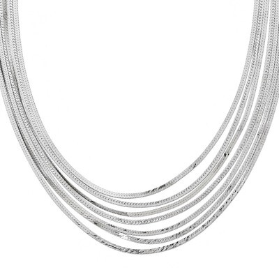 Leslie&#39;s Herringbone 7 Strand Necklace 17 Inch Sterling Silver HB-QLF466-17, MPN: QLF466-17, 886774…