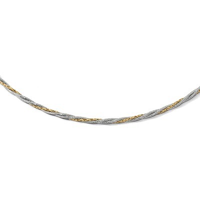 Leslie&#39;s Braided 17 inch with 2 inch Extender Necklace 17 Inch 14k Two-tone Gold Polished HB-LF906-…