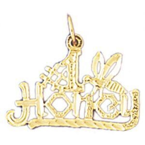 Dazzlers Jewelry Number One Honey Pendant Necklace Charm Bracelet in Yellow, White or Rose Gold 102…