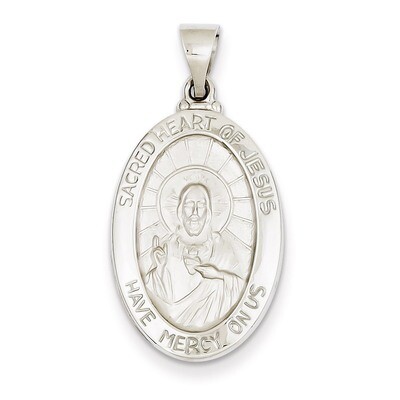Polished and Satin Sacred Heart of Jesus Medal Pendant 14k White Gold XR1240, MPN: XR1240, 88395738…