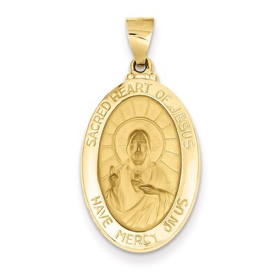 Sacred Heart of Jesus Medal Pendant 14k Gold Polished and Satin XR1239, MPN: XR1239, 883957421650