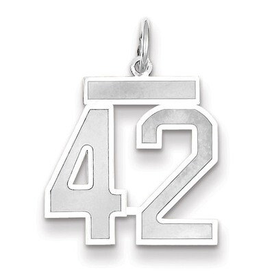 Number 42 Charm Medium Satin 14k white Gold WSM42, MPN: WSM42, 883957077482