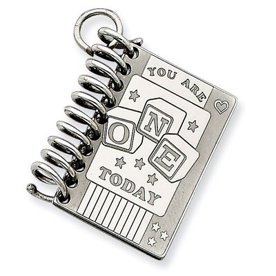 Personalizable 1st Birthday Book Charm Sterling Silver QC7188, MPN: QC7188, 883957432403