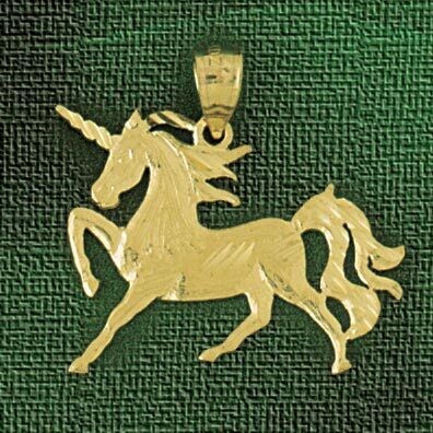 Dazzlers Jewelry Unicorn Horse Pendant Necklace Charm Bracelet in Yellow, White or Rose Gold 1862, …