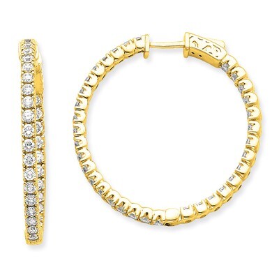 Diamond Round Hoop with Safety Clasp Earrings 14k Gold XE2013AA, MPN: XE2013AA, 191101381294