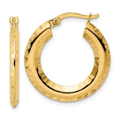 Diamond-Cut Knife-Edge 2x23mm Round Hoop Earrings 14k Gold Polished TF2013, MPN: TF2013, 8839579870…