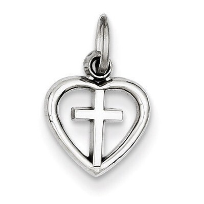 Cross in Heart Charm 14k White Gold K384, MPN: K384, 883957247762