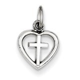 Cross in Heart Charm 14k White Gold K384, MPN: K384, 883957247762