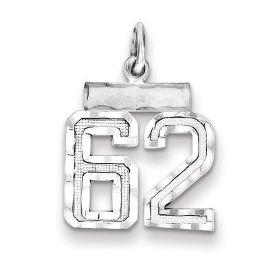 Number 62 Charm Sterling Silver QSN62, MPN: QSN62, 883957121505