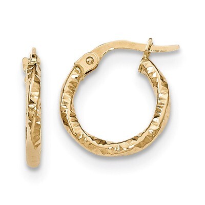 Hoop Earrings 14k Gold Polished and Textured TH669, MPN: TH669, 191101363443