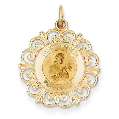 Saint Theresa Medal Charm 14k Gold XR390, MPN: XR390, 883957475462