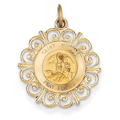 Saint Michael Medal Charm 14k Gold XR386, MPN: XR386, 883957383736