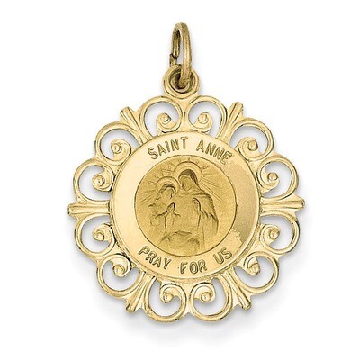 Saint Anne Medal Charm 14k Gold XR395, MPN: XR395, 883957421995