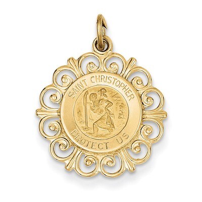Saint Christopher Medal Charm 14k Gold XR381, MPN: XR381, 886774582405